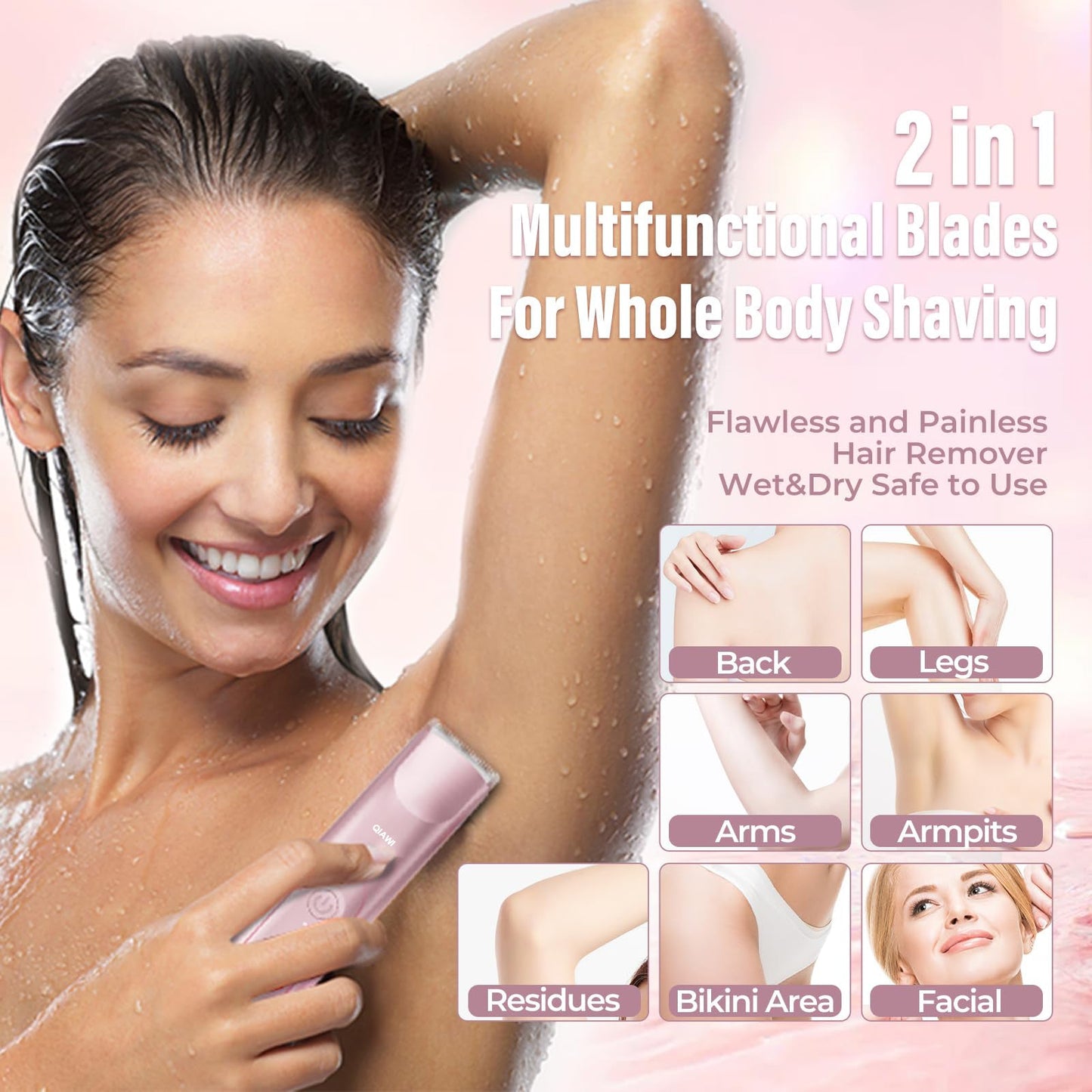 Last 3 Hours: 2nd Only $9.99! QIAWI 2-in-1 Women’s Electric Shaver – Dual Head Precision Trimmer