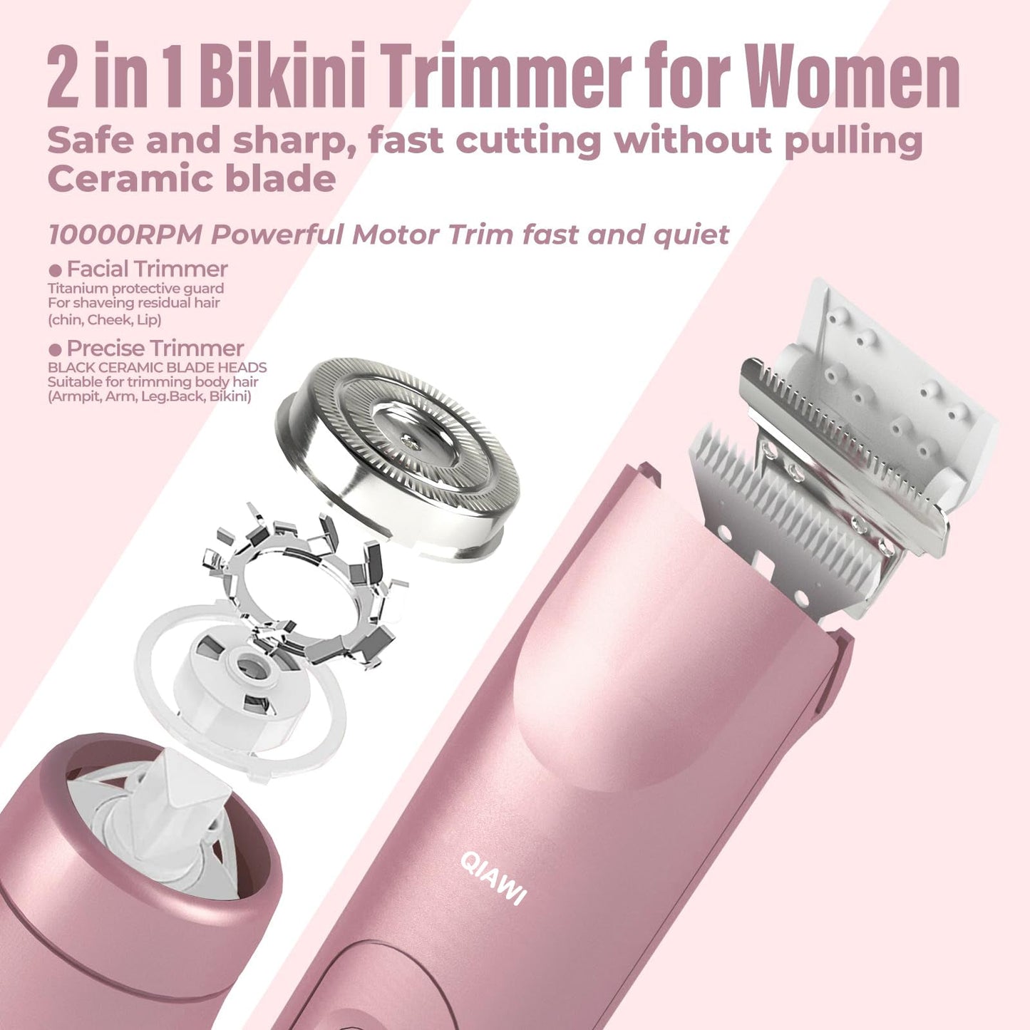 Last 3 Hours: 2nd Only $9.99!  QIAWI 2-in-1 Women’s Electric Shaver – Dual Head Precision Trimmer