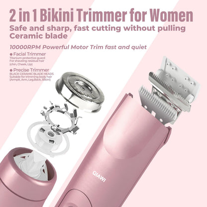 Last 3 Hours: 2nd Only $9.99!  QIAWI 2-in-1 Women’s Electric Shaver – Dual Head Precision Trimmer